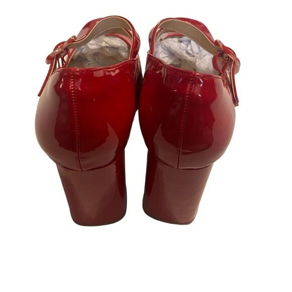 COUTGO Women’s Red Platform High Chunky Buckle Pumps Size 8.5 New With Defects - Picture 2 of 9